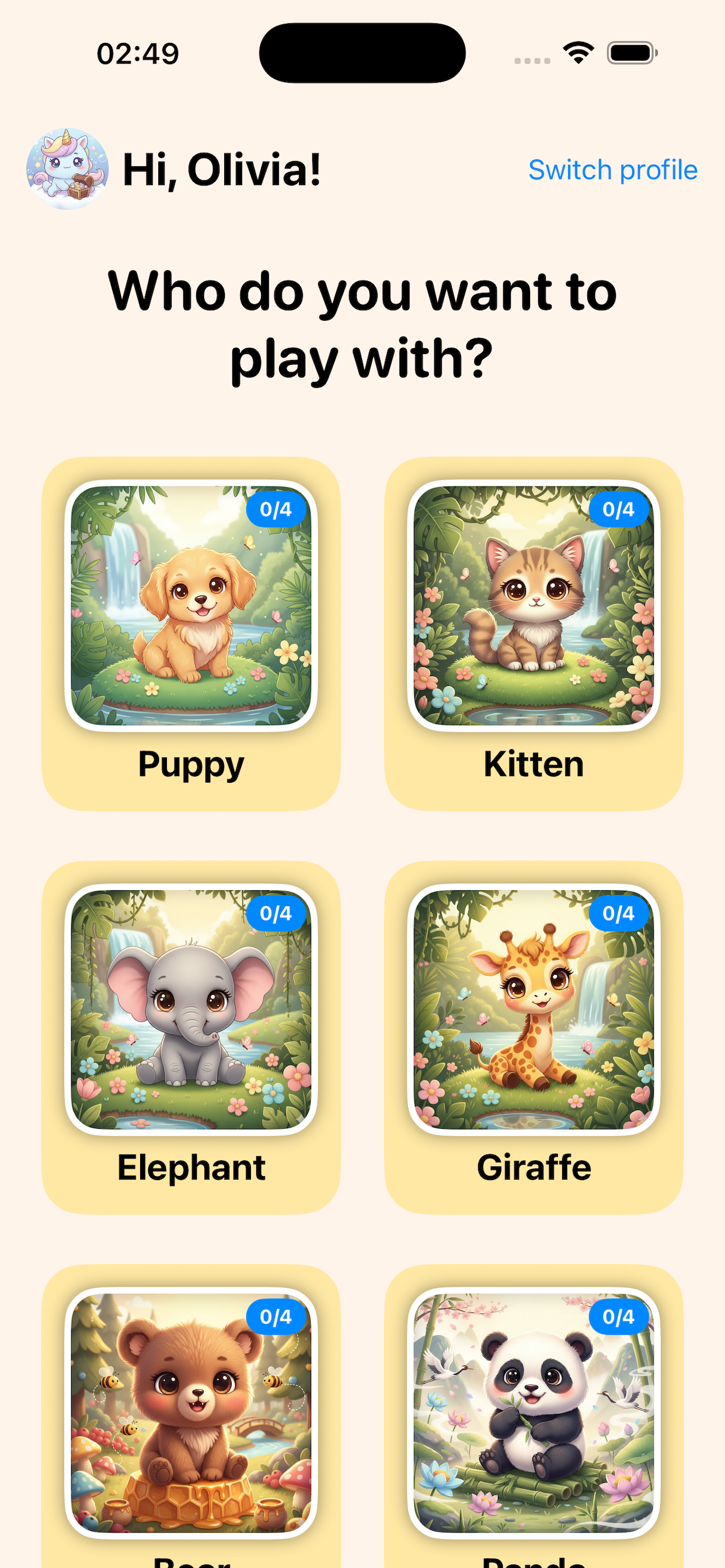iPhone — animal puzzles